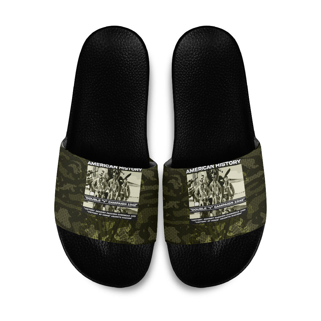 Double V Campaign American History 1942 Slide Sandals Military Camouflage Tuskegee Airmen World War II