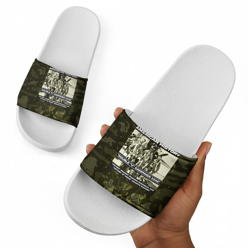 Double V Campaign American History 1942 Slide Sandals Military Camouflage Tuskegee Airmen World War II