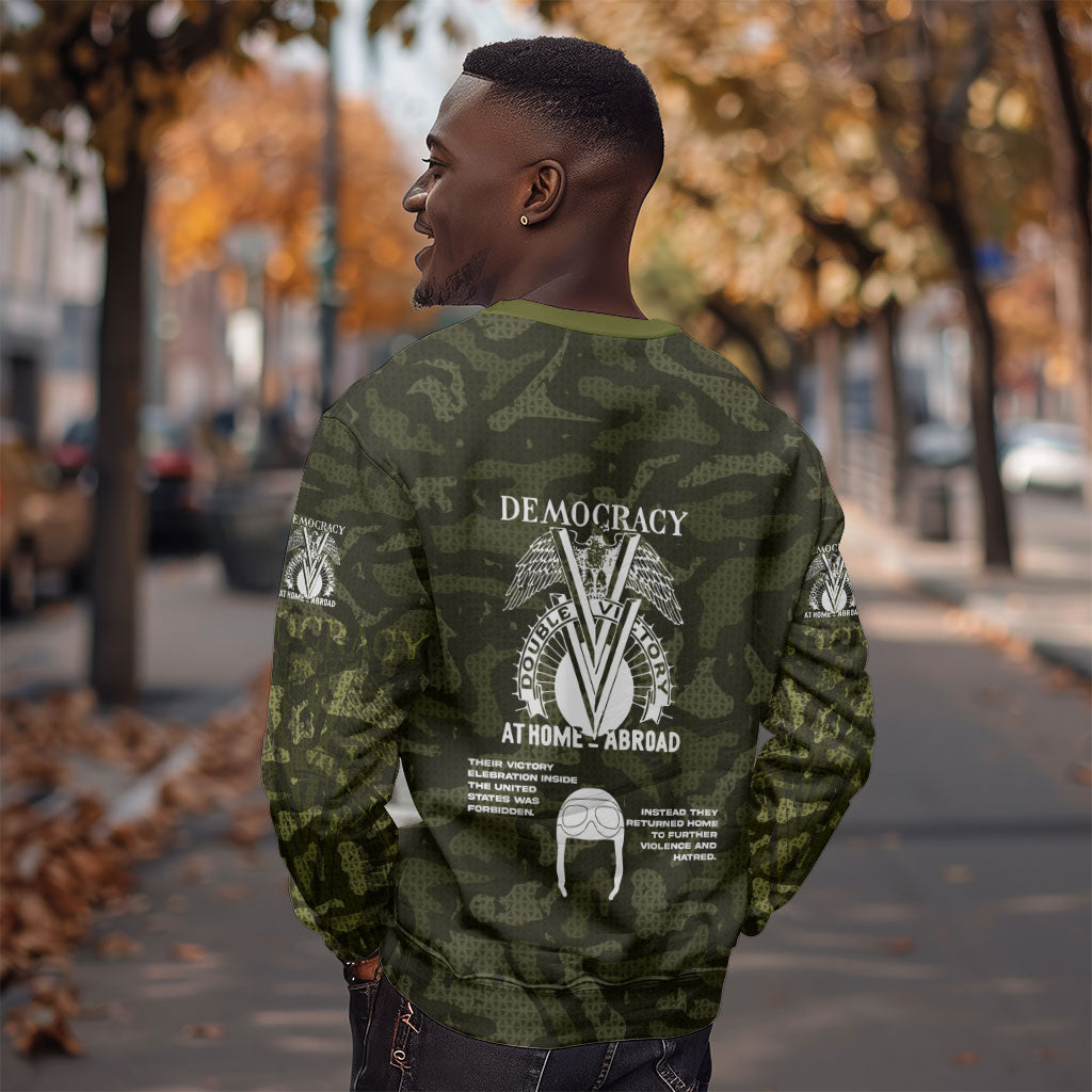 Double V Campaign American History 1942 Sweatshirt Military Camouflage Tuskegee Airmen World War II
