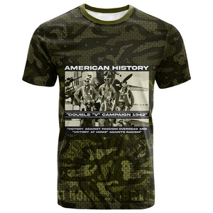 Double V Campaign American History 1942 T shirt Military Camouflage Tuskegee Airmen World War II