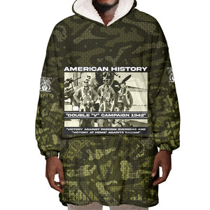 Double V Campaign American History 1942 Wearable Blanket Hoodie Military Camouflage Tuskegee Airmen World War II