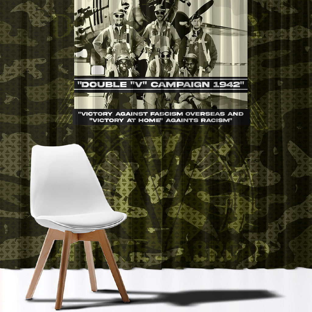 Double V Campaign American History 1942 Window Curtain Military Camouflage Tuskegee Airmen World War II