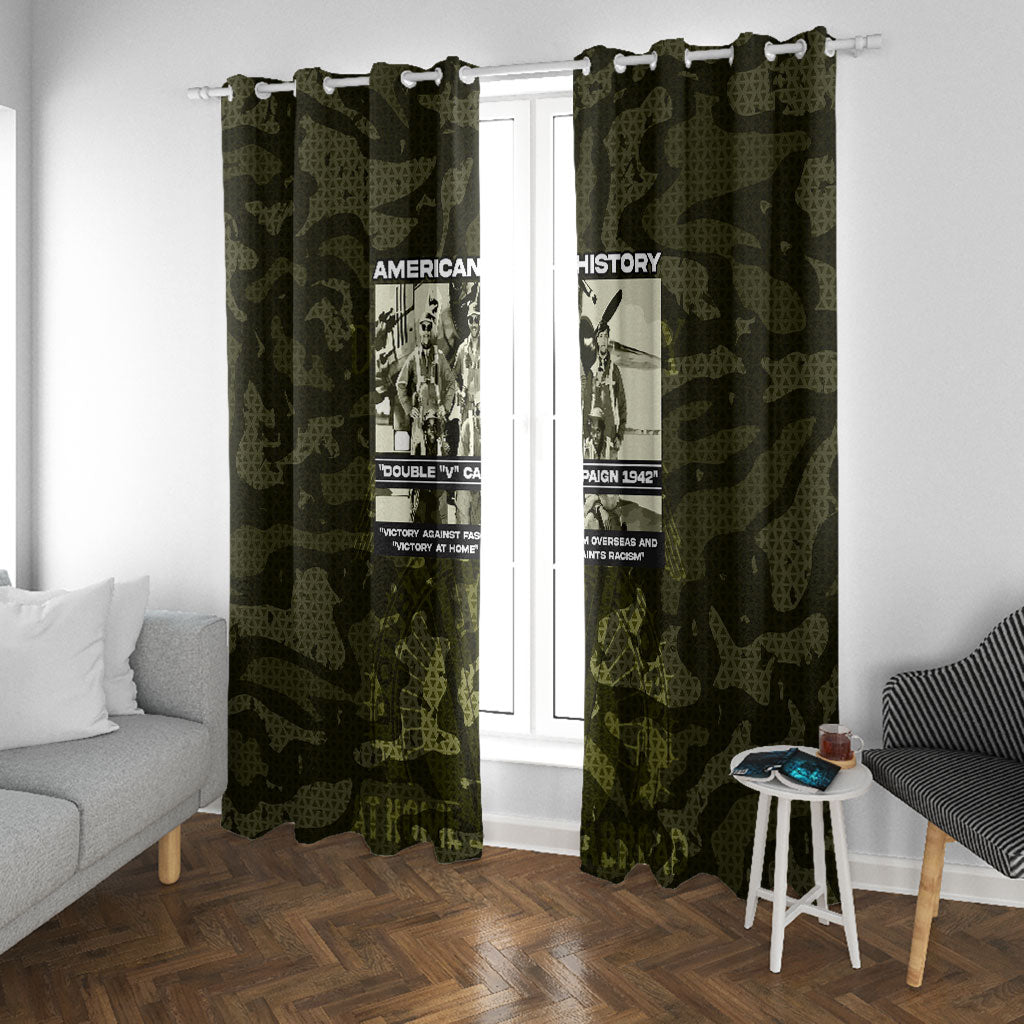 Double V Campaign American History 1942 Window Curtain Military Camouflage Tuskegee Airmen World War II