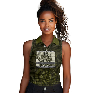 Double V Campaign American History 1942 Women Sleeveless Polo Shirt Military Camouflage Tuskegee Airmen World War II