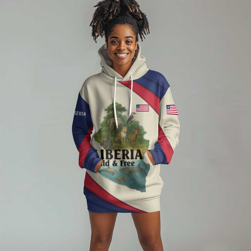 Liberia Wildlife Hoodie Dress African Safari and Ocean Marine Life - African Pride