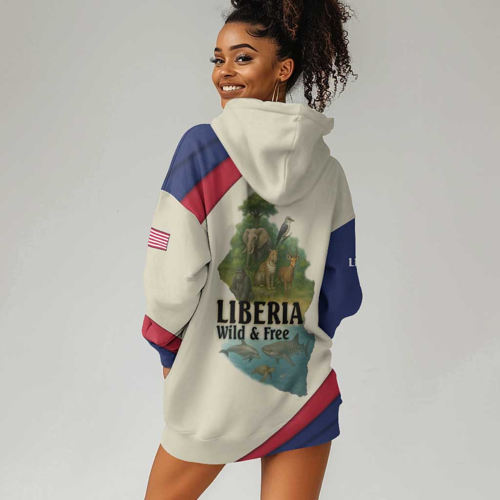 Liberia Wildlife Hoodie Dress African Safari and Ocean Marine Life - African Pride