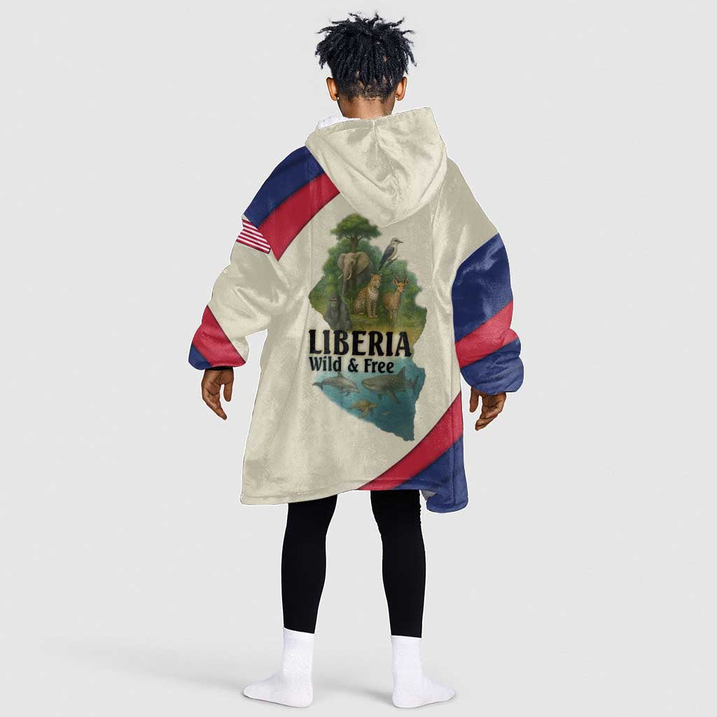 Liberia Wildlife Kid Wearable Blanket Hoodie African Safari and Ocean Marine Life - African Pride