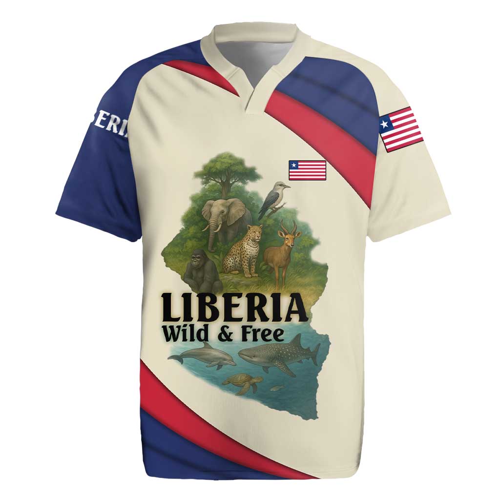 Liberia Wildlife Rugby Jersey African Safari and Ocean Marine Life - African Pride