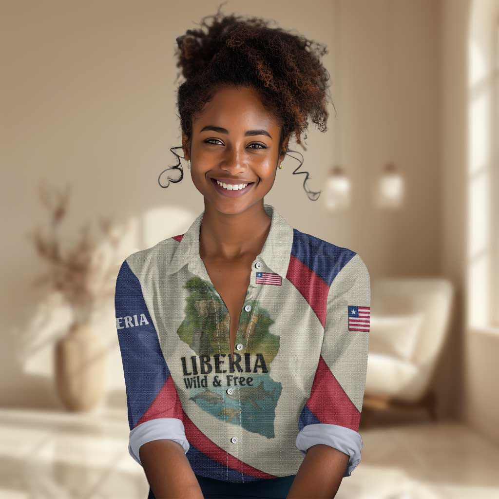 Liberia Wildlife Women Casual Shirt African Safari and Ocean Marine Life - African Pride