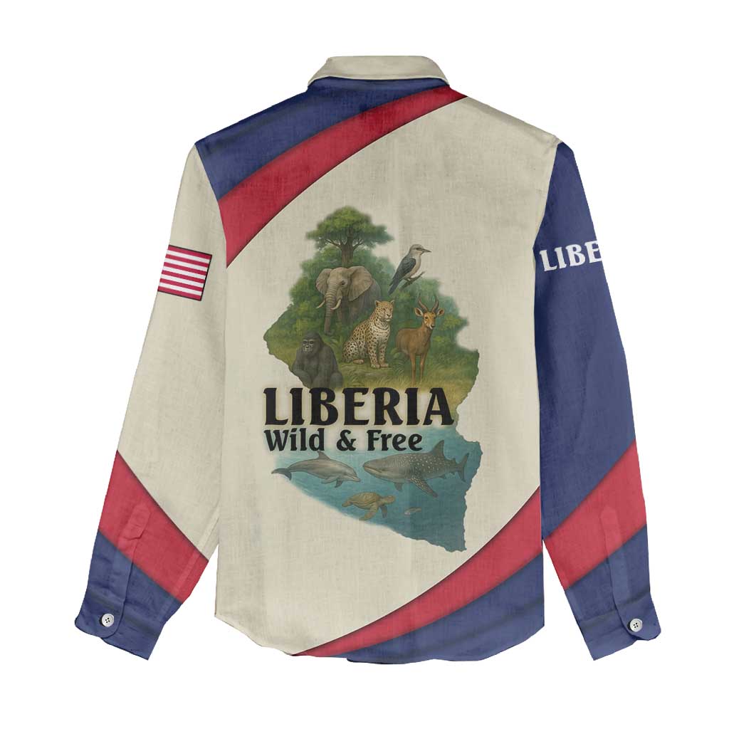 Liberia Wildlife Women Casual Shirt African Safari and Ocean Marine Life - African Pride