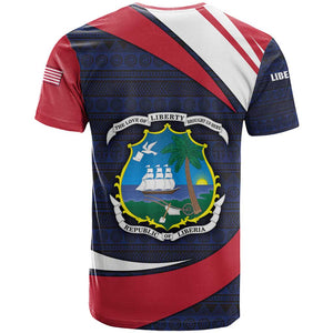 Liberia National Emblem T shirt Tribal Pattern and Heritage Colors - African Pride