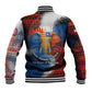 Liberia Elephant Power of Tradition Baseball Jacket Tribal Red Blue Splash - African Pride