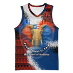 Liberia Elephant Power of Tradition Basketball Jersey Tribal Red Blue Splash TS04