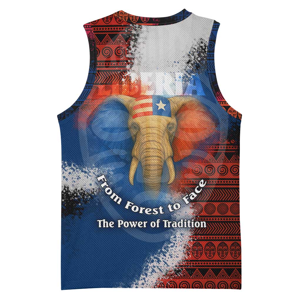 Liberia Elephant Power of Tradition Basketball Jersey Tribal Red Blue Splash TS04
