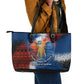 Liberia Elephant Power of Tradition Leather Tote Bag Tribal Red Blue Splash - African Pride