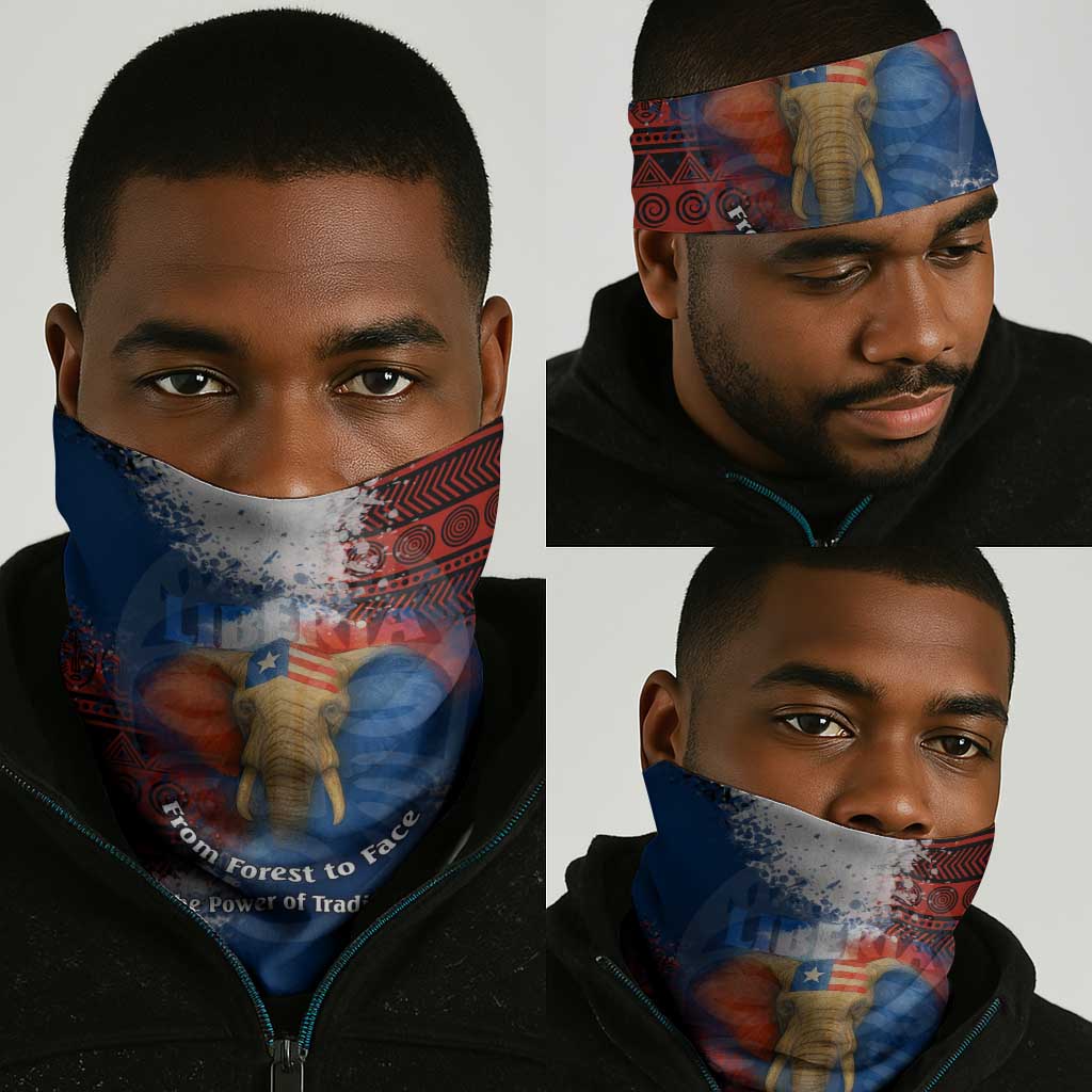 Liberia Elephant Power of Tradition Neck Gaiter Tribal Red Blue Splash TS04