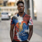 Liberia Elephant Power of Tradition Polo Shirt Tribal Red Blue Splash - African Pride