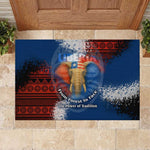 Liberia Elephant Power of Tradition Rubber Doormat Tribal Red Blue Splash - African Pride