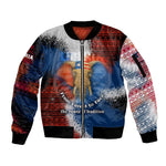 Liberia Elephant Power of Tradition Sleeve Zip Bomber Jacket Tribal Red Blue Splash - African Pride