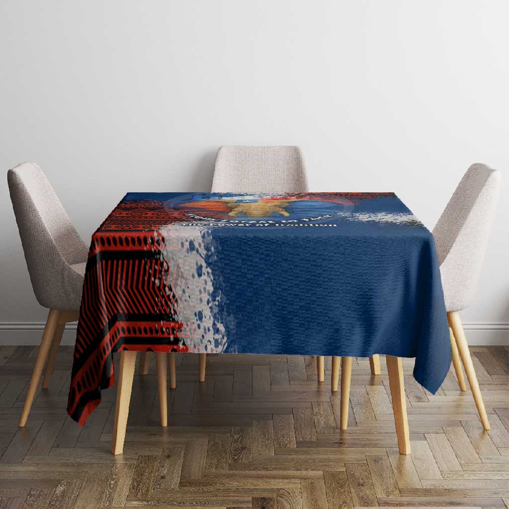 Liberia Elephant Power of Tradition Tablecloth Tribal Red Blue Splash - African Pride
