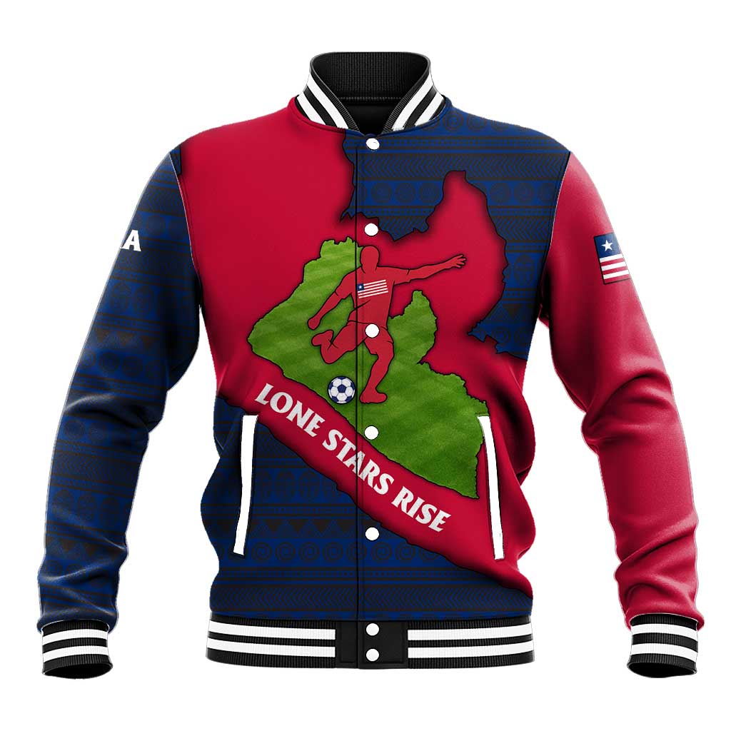 Liberia Lone Stars Rise Football Baseball Jacket Map Graphic and National Flag - African Pride