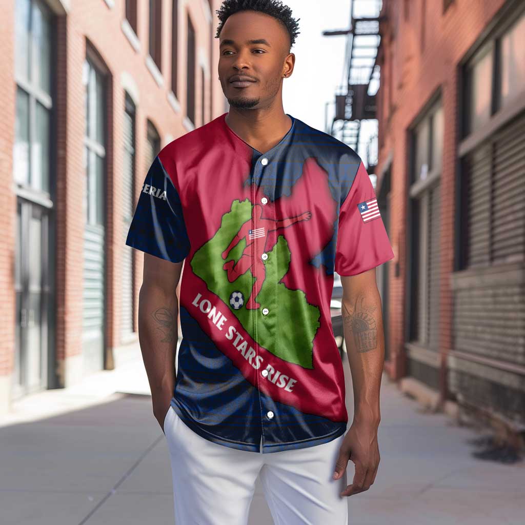 Liberia Lone Stars Rise Football Baseball Jersey Map Graphic and National Flag - African Pride