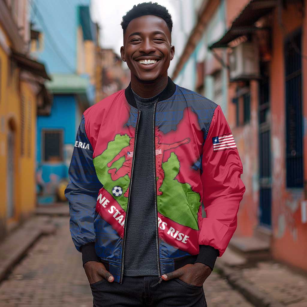 Liberia Lone Stars Rise Football Bomber Jacket Map Graphic and National Flag - African Pride