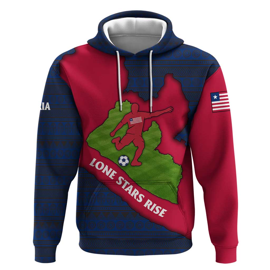 Liberia Lone Stars Rise Football Hoodie Map Graphic and National Flag - African Pride