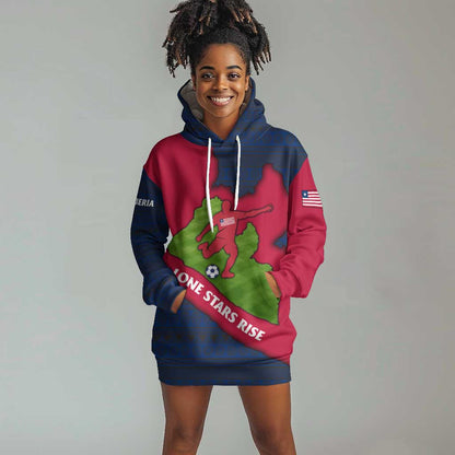 Liberia Lone Stars Rise Football Hoodie Dress Map Graphic and National Flag - African Pride