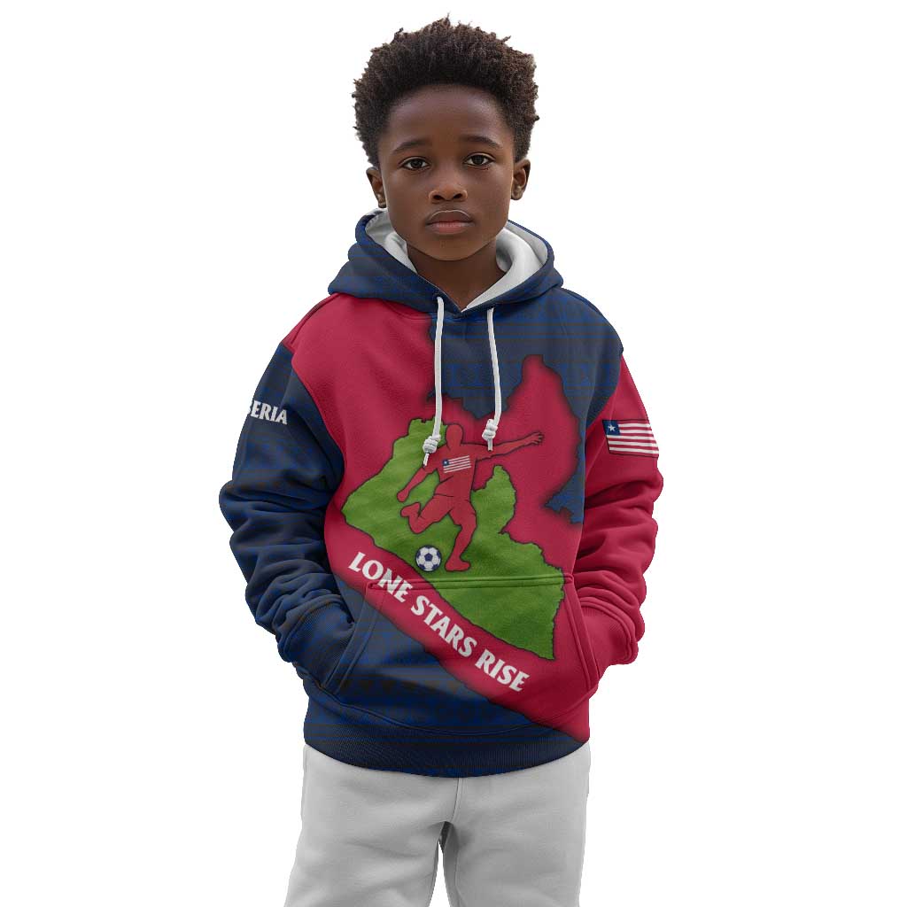 Liberia Lone Stars Rise Football Kid Hoodie Map Graphic and National Flag - African Pride