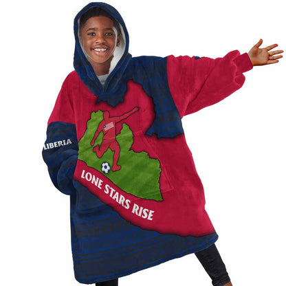 Liberia Lone Stars Rise Football Kid Wearable Blanket Hoodie Map Graphic and National Flag - African Pride