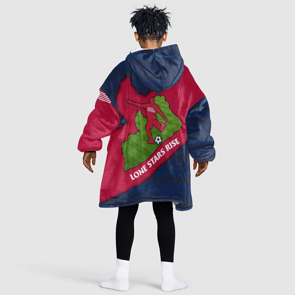 Liberia Lone Stars Rise Football Kid Wearable Blanket Hoodie Map Graphic and National Flag - African Pride