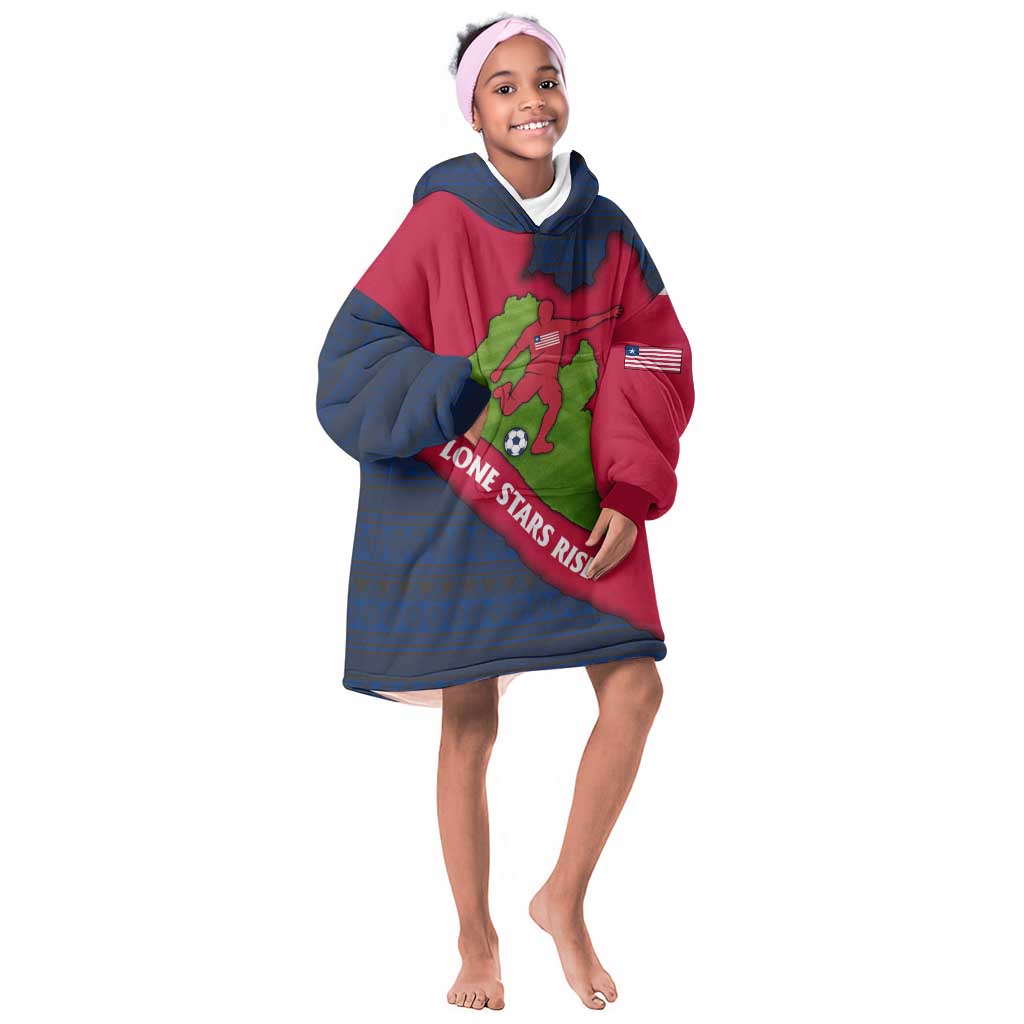 Liberia Lone Stars Rise Football Kid Wearable Blanket Hoodie Map Graphic and National Flag - African Pride