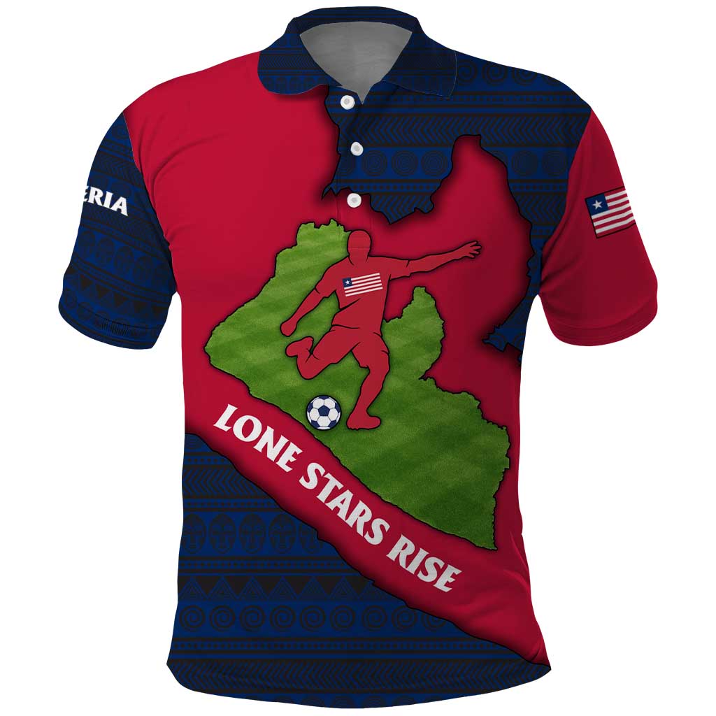 Liberia Lone Stars Rise Football Polo Shirt Map Graphic and National Flag - African Pride