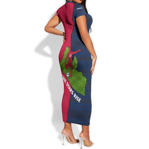 Liberia Lone Stars Rise Football Short Sleeve Bodycon Dress Map Graphic and National Flag - African Pride