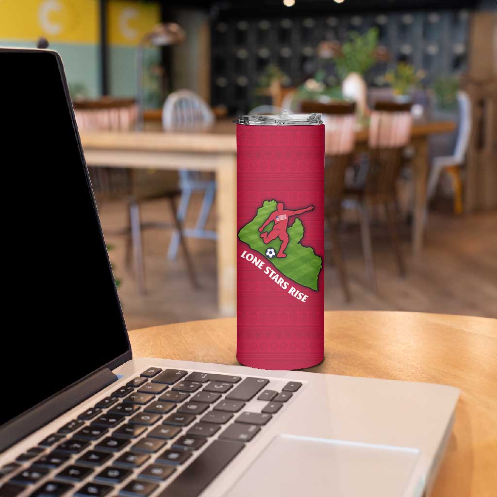 Liberia Lone Stars Rise Football Skinny Tumbler Map Graphic and National Flag - African Pride