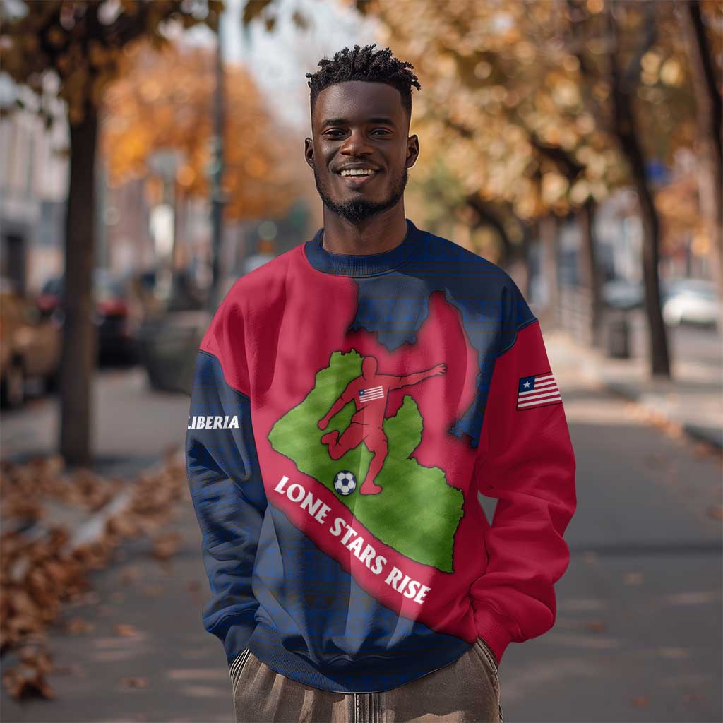 Liberia Lone Stars Rise Football Sweatshirt Map Graphic and National Flag - African Pride