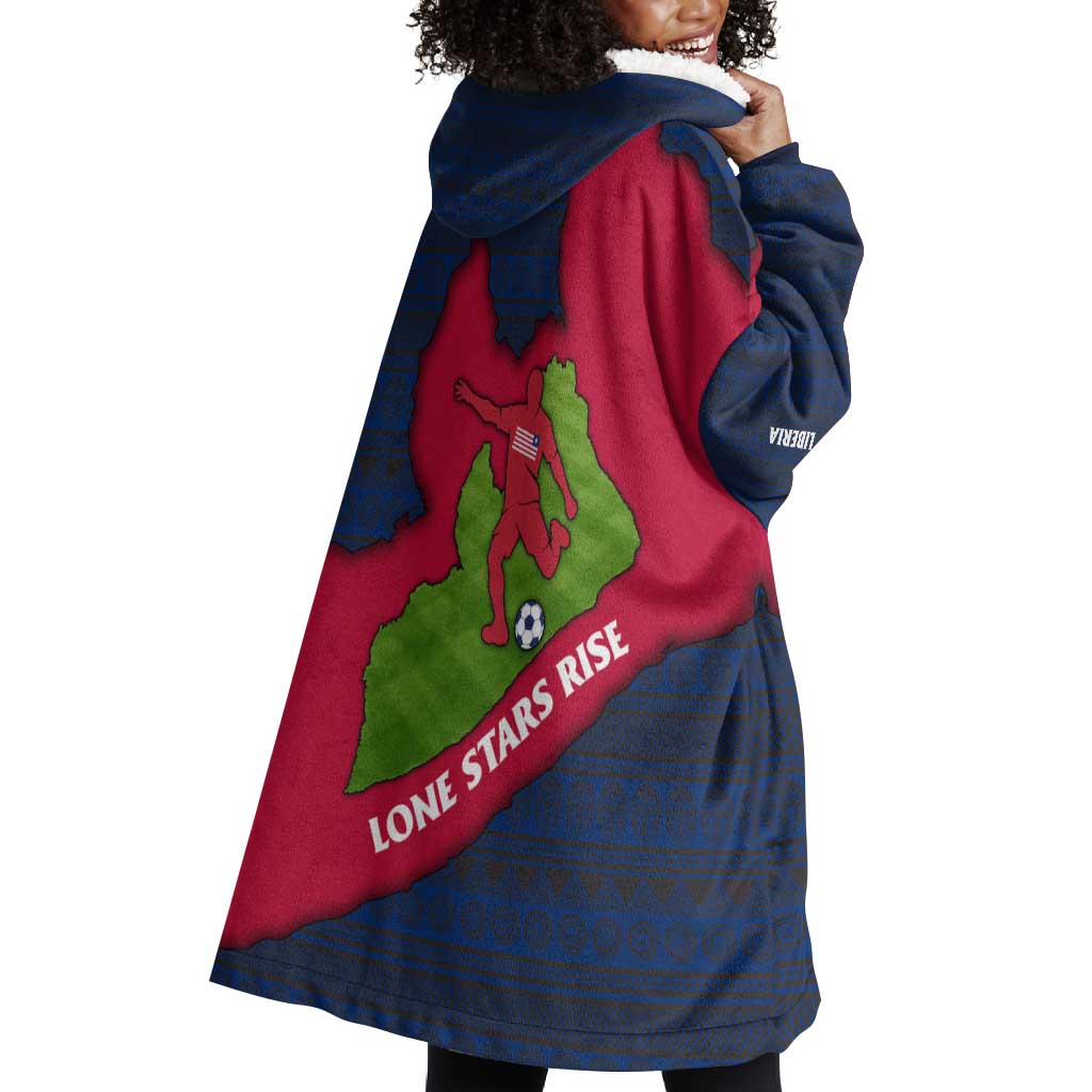 Liberia Lone Stars Rise Football Wearable Blanket Hoodie Map Graphic and National Flag - African Pride