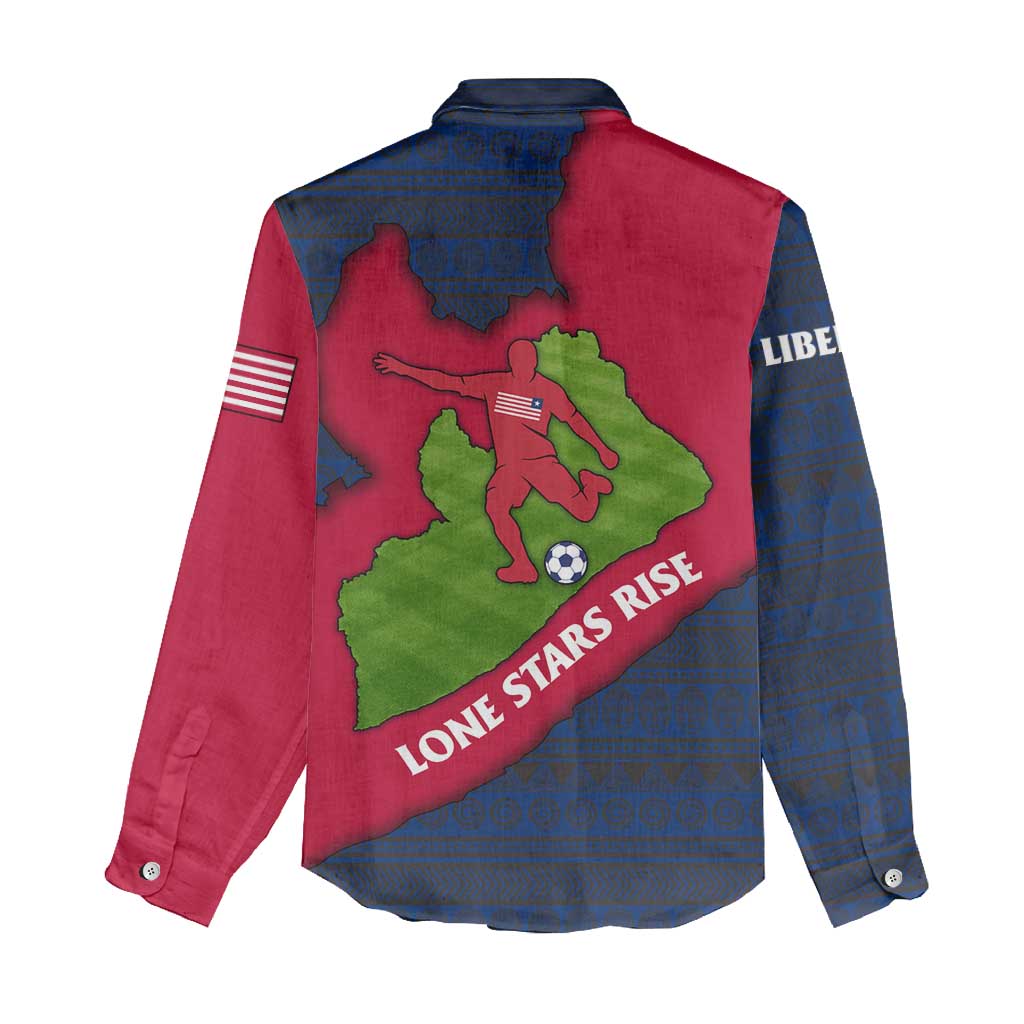 Liberia Lone Stars Rise Football Women Casual Shirt Map Graphic and National Flag - African Pride