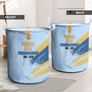 Prince Hall Freemasonry Laundry Basket Vintage Brush Stroke Masonic Blue Gold Graphic