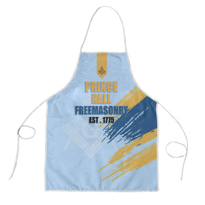 Prince Hall Freemasonry Apron Vintage Brush Stroke Masonic Blue Gold Graphic