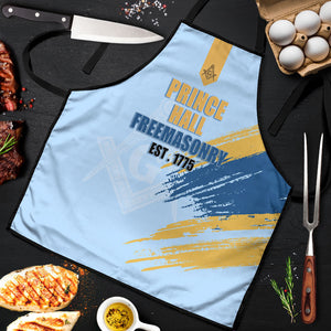 Prince Hall Freemasonry Apron Vintage Brush Stroke Masonic Blue Gold Graphic