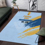 Prince Hall Freemasonry Area Rug Vintage Brush Stroke Masonic Blue Gold Graphic