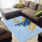 Prince Hall Freemasonry Area Rug Vintage Brush Stroke Masonic Blue Gold Graphic