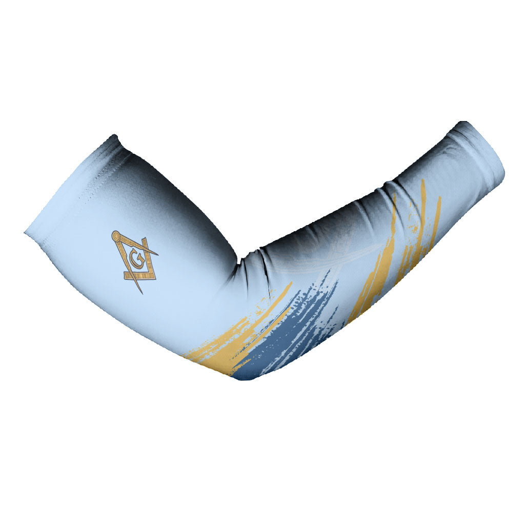 Prince Hall Freemasonry Arm Sleeves Vintage Brush Stroke Masonic Blue Gold Graphic