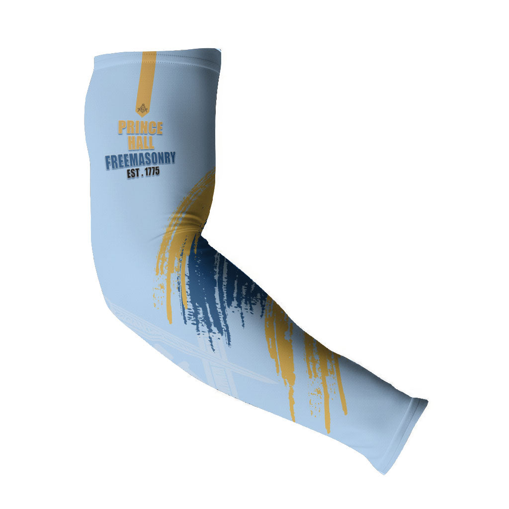 Prince Hall Freemasonry Arm Sleeves Vintage Brush Stroke Masonic Blue Gold Graphic