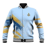 Prince Hall Freemasonry Baseball Jacket Vintage Brush Stroke Masonic Blue Gold Graphic