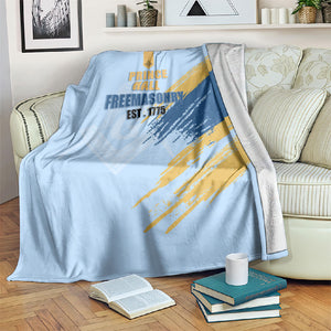 Prince Hall Freemasonry Blanket Vintage Brush Stroke Masonic Blue Gold Graphic