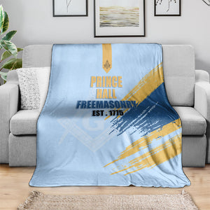Prince Hall Freemasonry Blanket Vintage Brush Stroke Masonic Blue Gold Graphic
