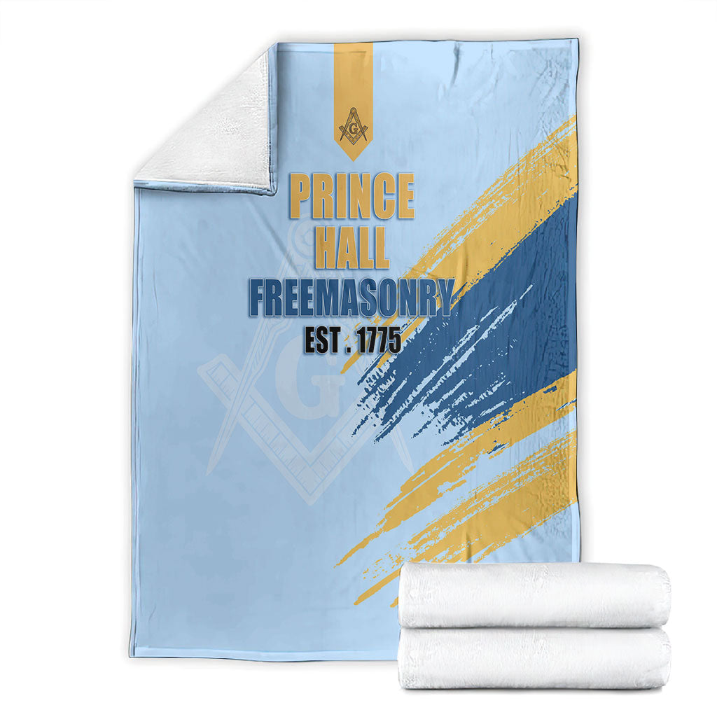 Prince Hall Freemasonry Blanket Vintage Brush Stroke Masonic Blue Gold Graphic